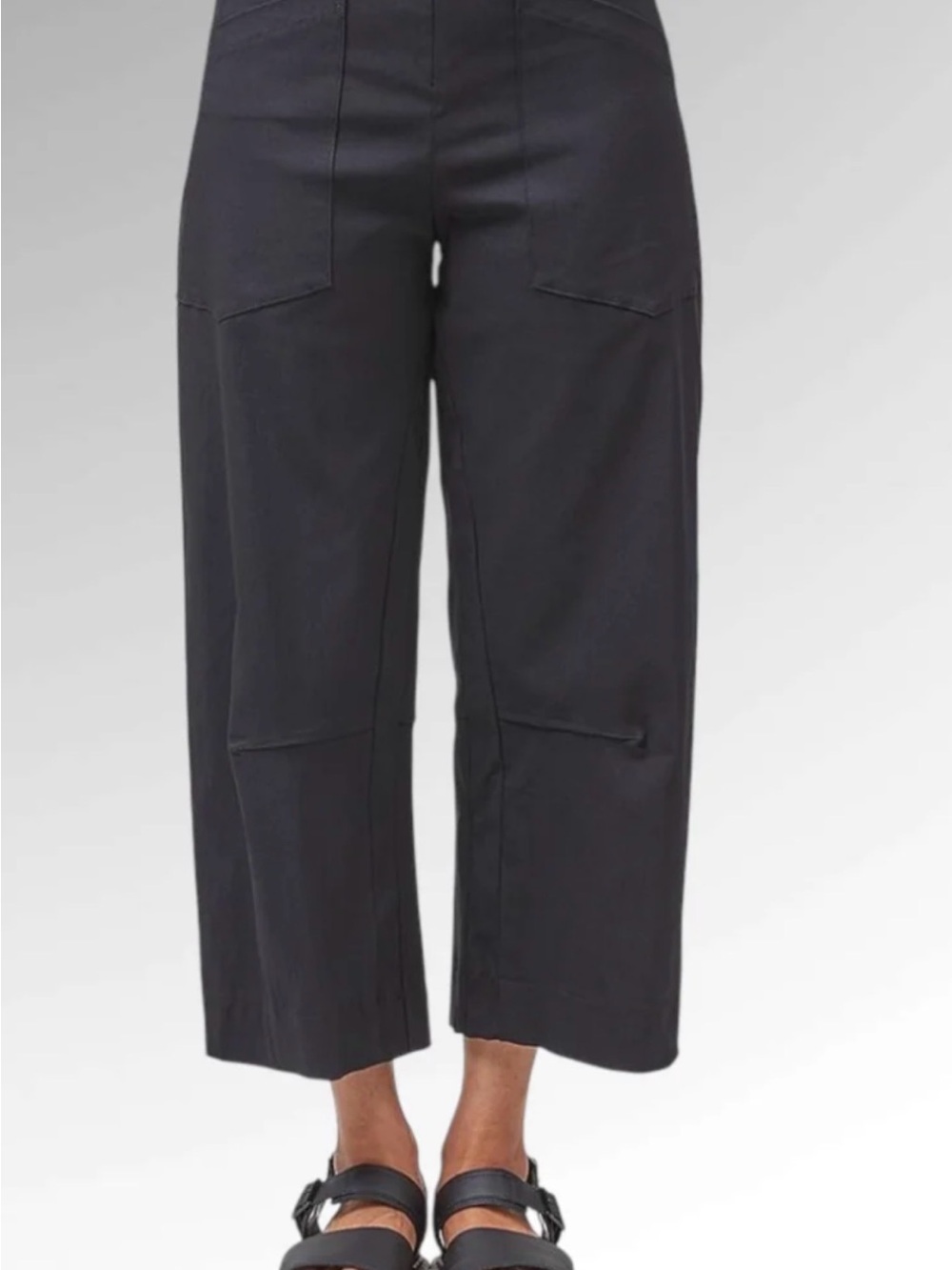 Porto SF Rimini Black Cropped Wide-Leg Barrel Leg Pants Size 1